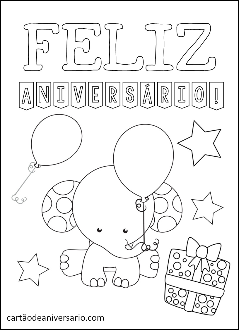 Desenhos de Aniversário para Imprimir e Colorir